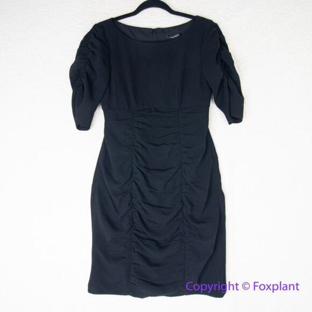 New! Nanette Lepore black‎ ruched mini dress short sleeve, women size 2